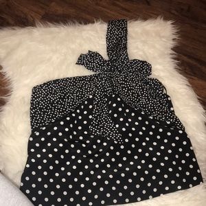 One shoulder j crew polka dot tank